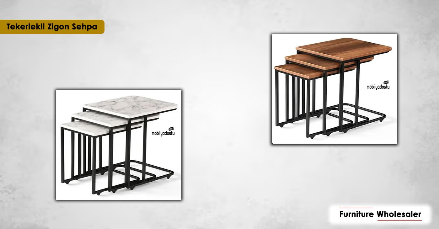 Tekerlekli Statik Ahşap Sehpa